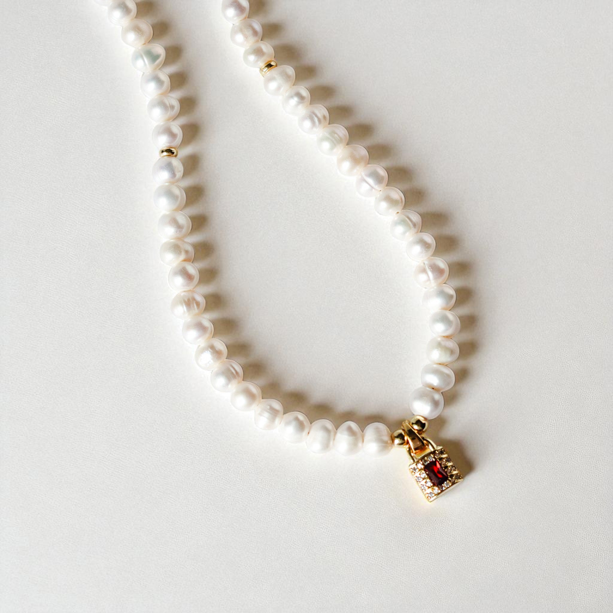 Locked in Pearl Necklace