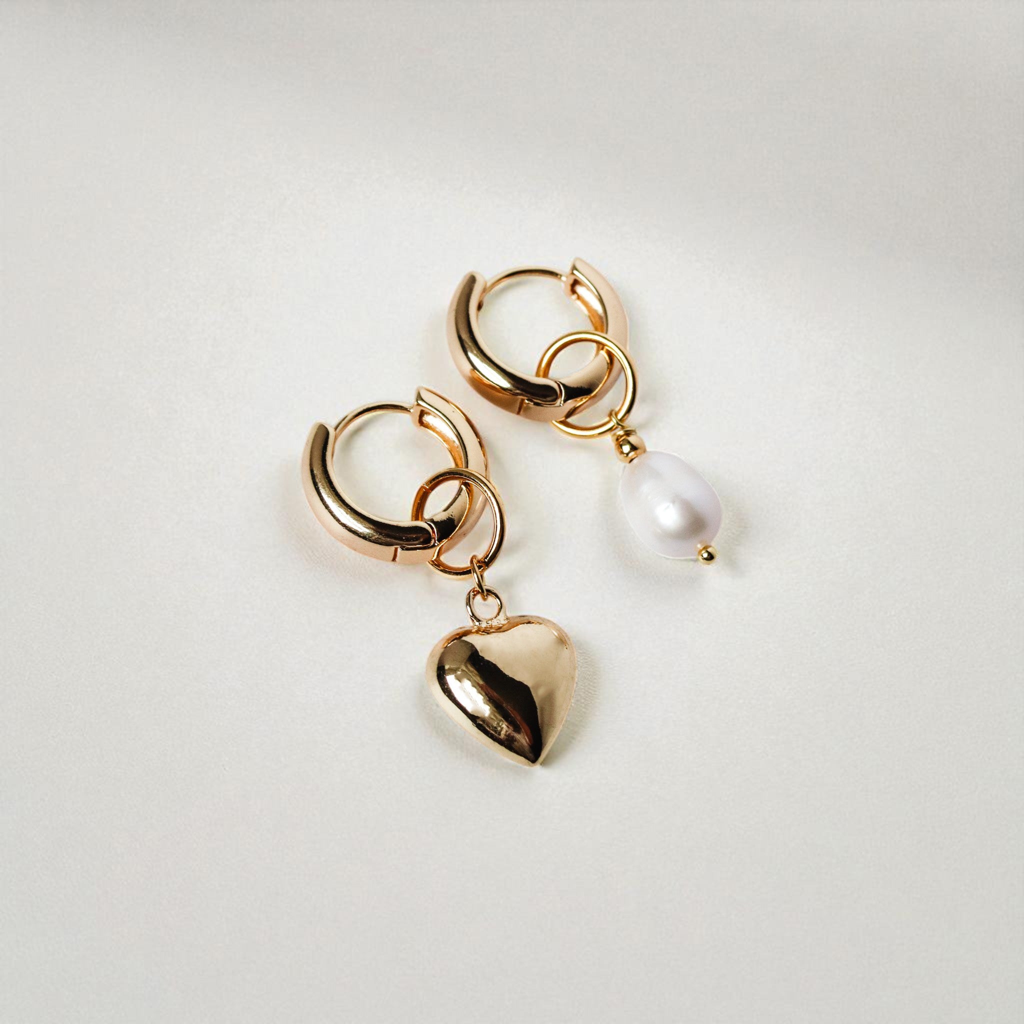 Heart & Pearl Hoops